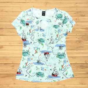 Rare Disney Medium Peter Pan Neverland Map Ribbon